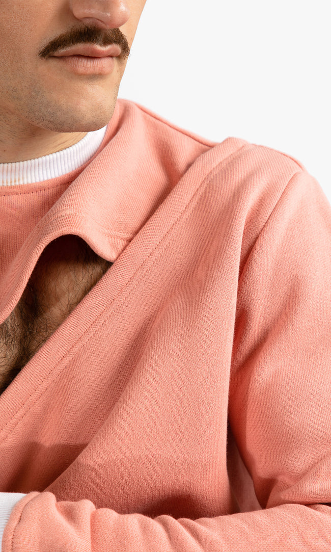 SIEGENTHALER | Detailed fabric close-up of the sweatshirt in rose tan, emphasizing the soft texture and premium quality of the 100% cotton felpa material.