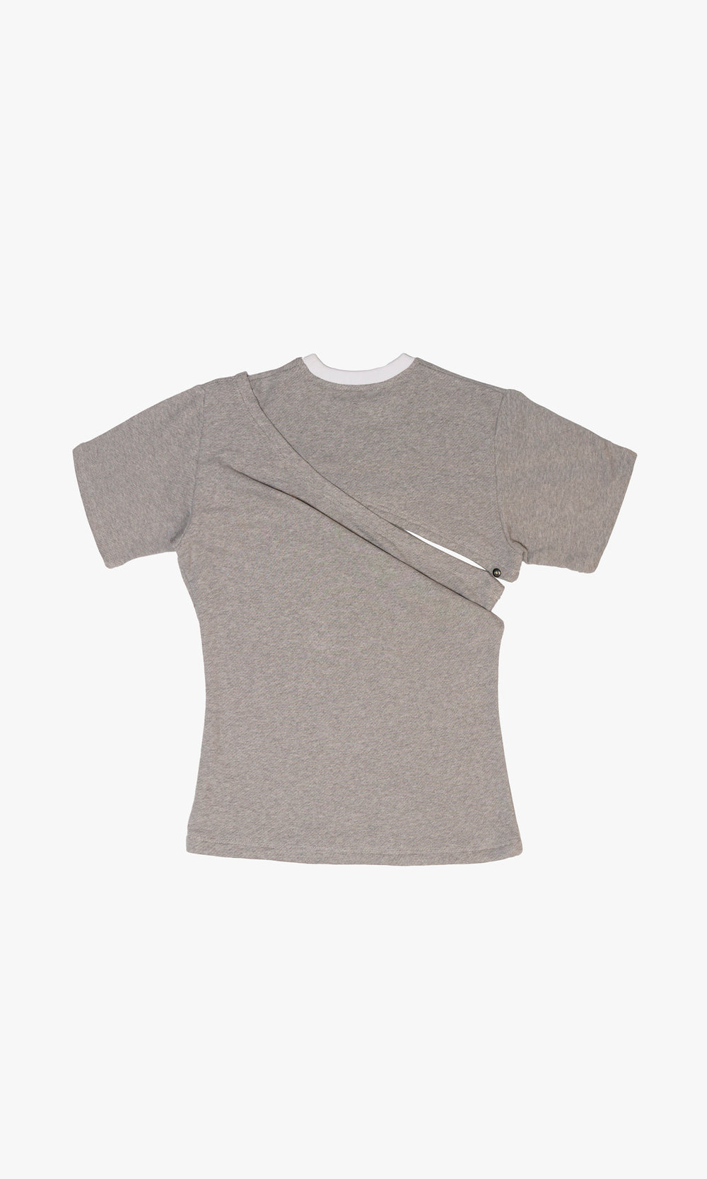 SIEGENTHALER | Back view of the Hildegard T-Shirt in Grey Melange, displaying the seamless construction and drizzle grey melange cotton felpa fabric.